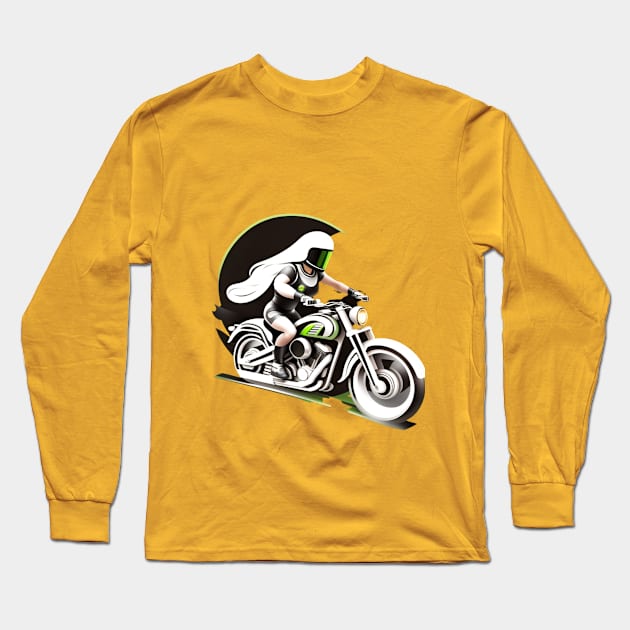 Girl Biker Art Long Sleeve T-Shirt by masksutopia